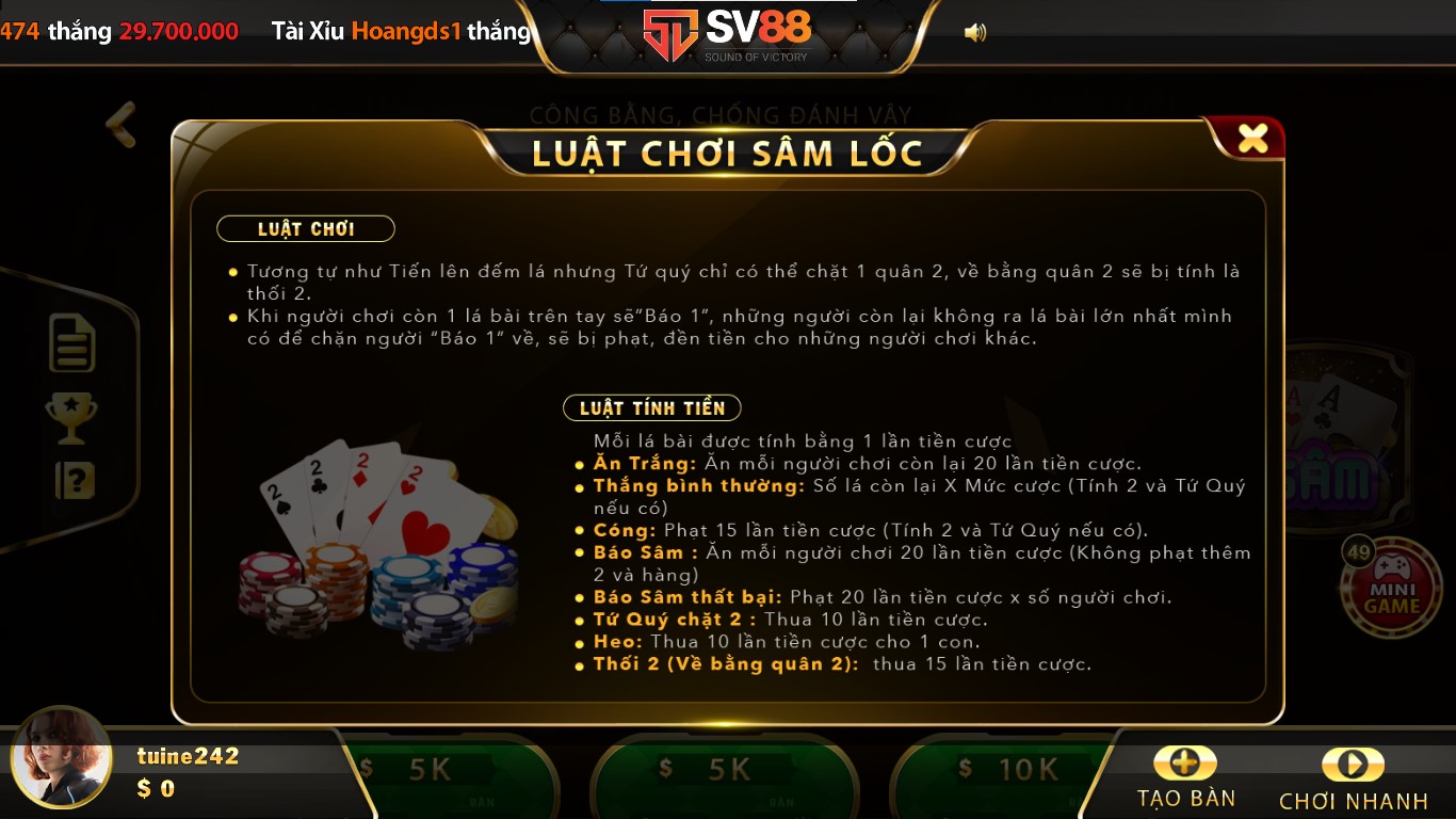game bai doi thuong sâm lốc SV88